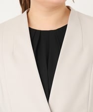 OLDDA01199 eur3(エウルキューブ) 【大きいサイズ/11号サイズあり/B-move JK/セットアップ対応】Wクロスストレッチノーカラージャケット グレージュ(89)