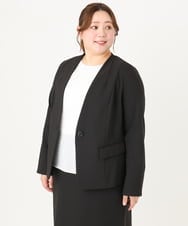 OLDDA01199 eur3(エウルキューブ) 【大きいサイズ/11号サイズあり/B-move JK/セットアップ対応】Wクロスストレッチノーカラージャケット ブラック(94)