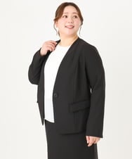OLDDA01199 eur3(エウルキューブ) 【大きいサイズ/11号サイズあり/B-move JK/セットアップ対応】Wクロスストレッチノーカラージャケット ブラック(94)