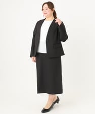 OLDDA01199 eur3(エウルキューブ) 【大きいサイズ/11号サイズあり/B-move JK/セットアップ対応】Wクロスストレッチノーカラージャケット ブラック(94)