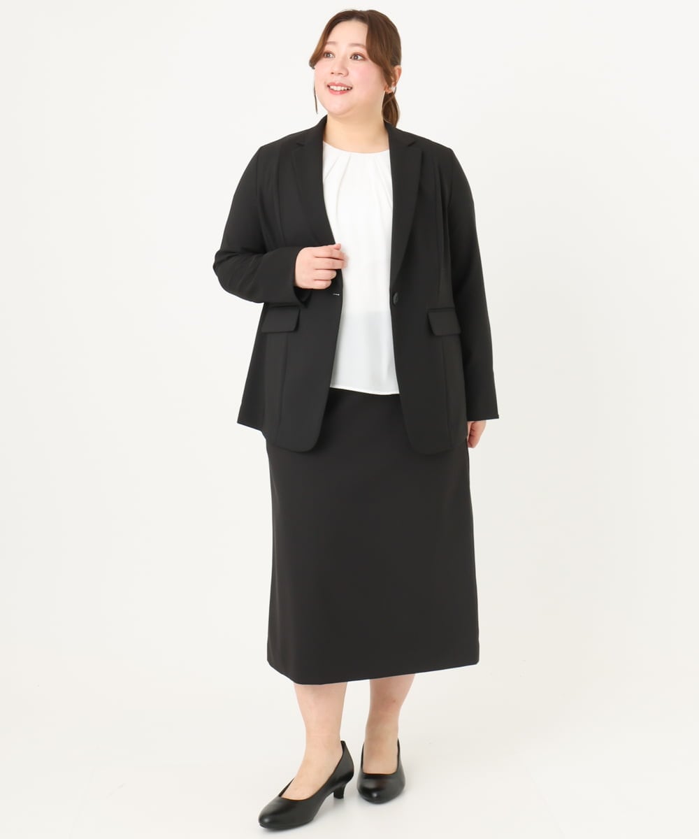 OLDDA02199 eur3(エウルキューブ) 【大きいサイズ/11号サイズあり/B-move JK/セットアップ対応】Wクロスストレッチテーラードジャケット ブラック(94)