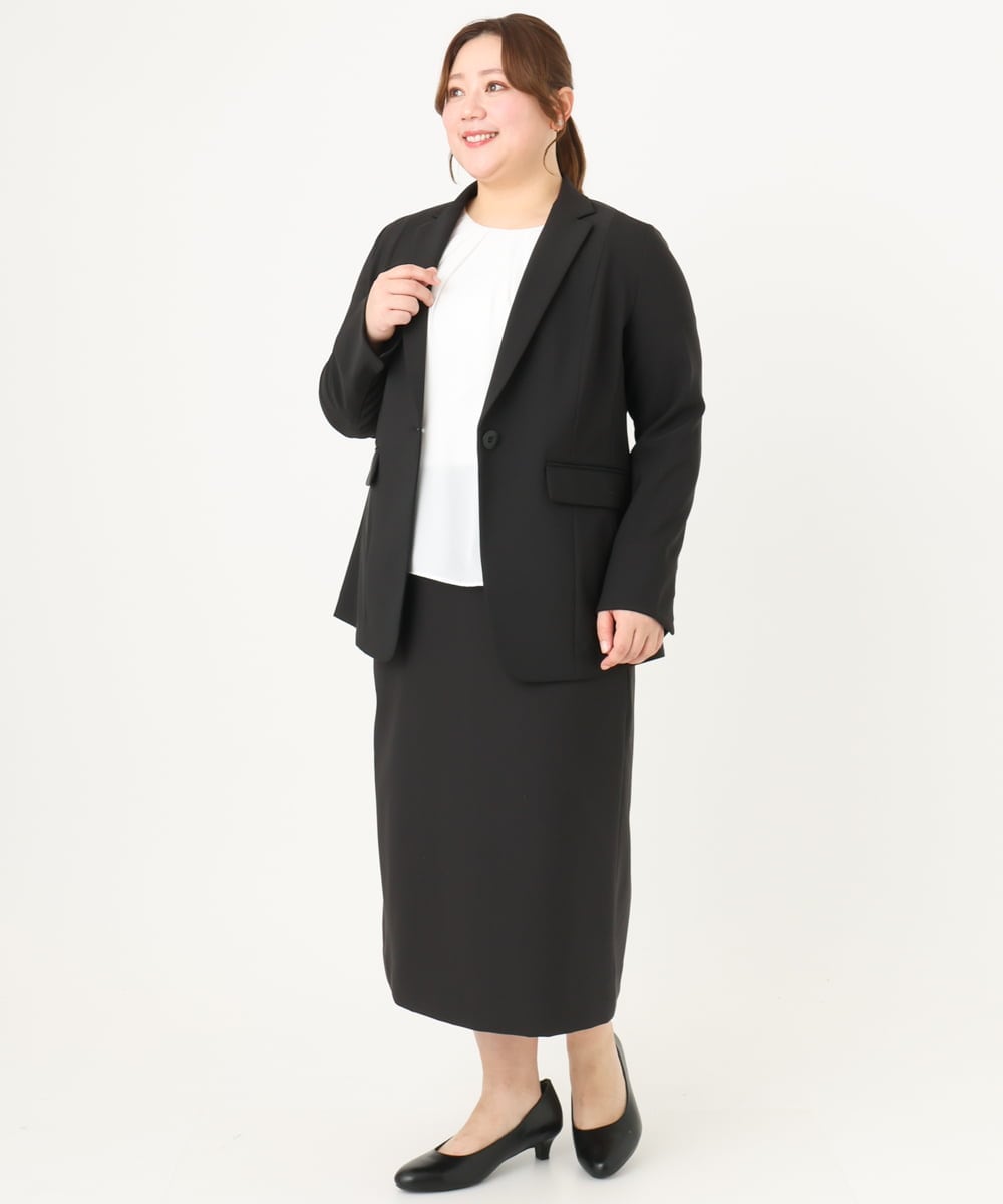OLDDA02199 eur3(エウルキューブ) 【大きいサイズ/11号サイズあり/B-move JK/セットアップ対応】Wクロスストレッチテーラードジャケット ブラック(94)