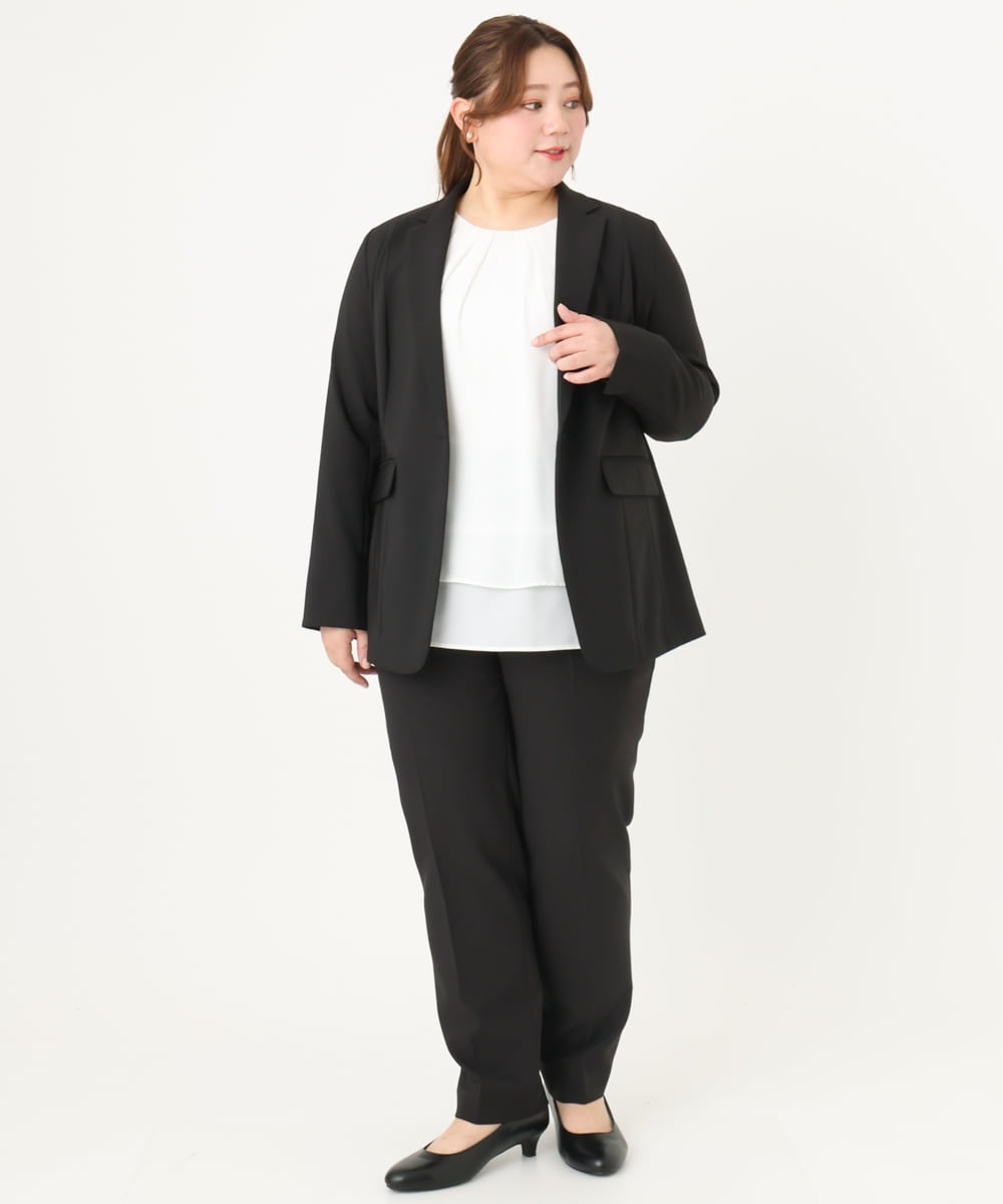 OLDDA02199 eur3(エウルキューブ) 【大きいサイズ/11号サイズあり/B-move JK/セットアップ対応】Wクロスストレッチテーラードジャケット ブラック(94)