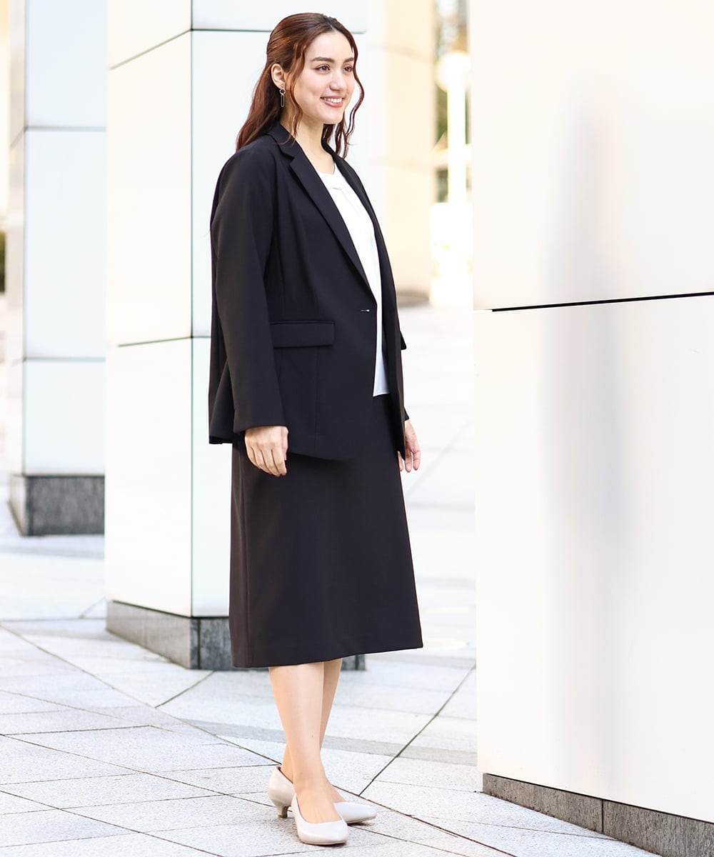 OLDDA02199 eur3(エウルキューブ) 【大きいサイズ/11号サイズあり/B-move JK/セットアップ対応】Wクロスストレッチテーラードジャケット ブラック(94)