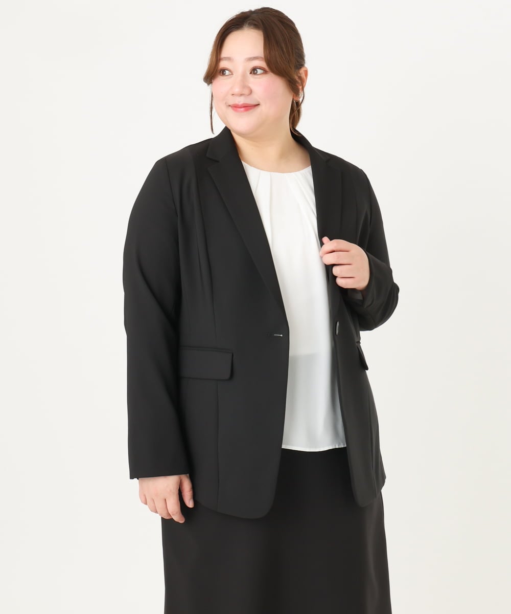 OLDDA02199 eur3(エウルキューブ) 【大きいサイズ/11号サイズあり/B-move JK/セットアップ対応】Wクロスストレッチテーラードジャケット ブラック(94)