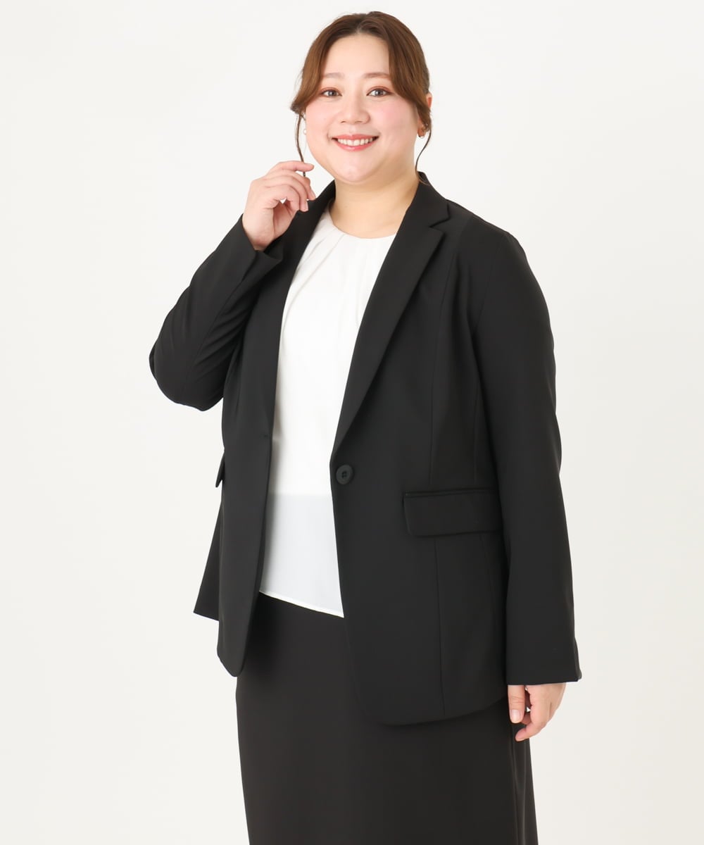 OLDDA02199 eur3(エウルキューブ) 【大きいサイズ/11号サイズあり/B-move JK/セットアップ対応】Wクロスストレッチテーラードジャケット ブラック(94)