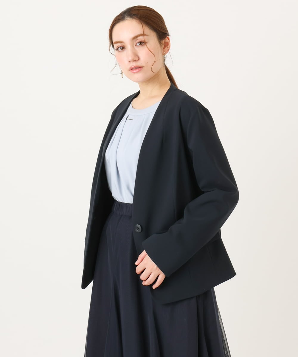 OLDDD02199 eur3(エウルキューブ) 【大きいサイズ/11号サイズあり】Wクロスノーカラージャケット ネイビー(57)