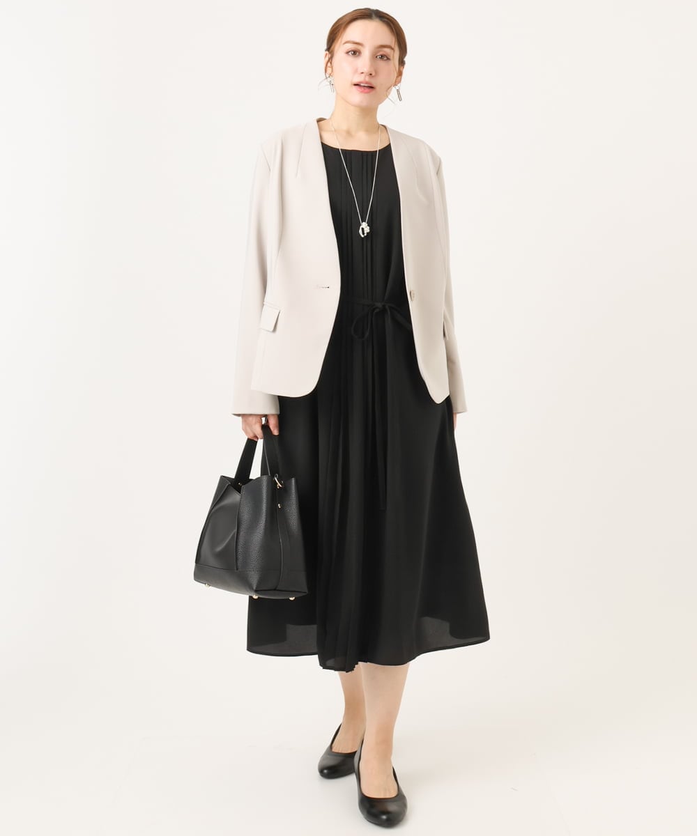 OLDDD02199 eur3(エウルキューブ) 【大きいサイズ/11号サイズあり】Wクロスノーカラージャケット グレージュ(89)