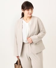 OLDDD02199 eur3(エウルキューブ) 【大きいサイズ/11号サイズあり】Wクロスノーカラージャケット グレージュ(89)