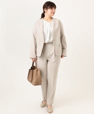 OLDDD02199 eur3(エウルキューブ) 【大きいサイズ/11号サイズあり】Wクロスノーカラージャケット グレージュ(89)