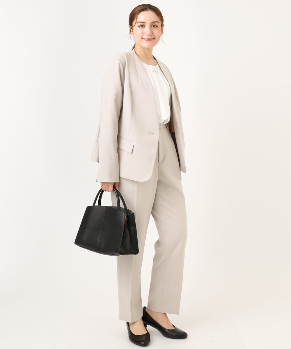 OLDDD02199 eur3(エウルキューブ) 【大きいサイズ/11号サイズあり/洗える/セットアップ対応】Wクロスノーカラージャケット グレージュ(89)