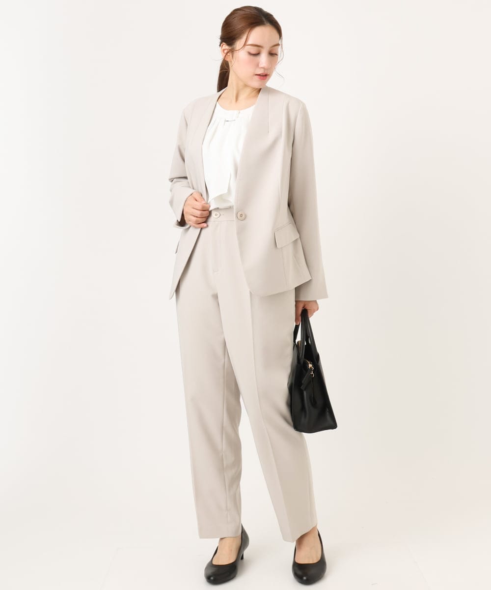 OLDDD02199 eur3(エウルキューブ) 【大きいサイズ/11号サイズあり】Wクロスノーカラージャケット グレージュ(89)