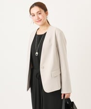 OLDDD02199 eur3(エウルキューブ) 【大きいサイズ/11号サイズあり】Wクロスノーカラージャケット グレージュ(89)