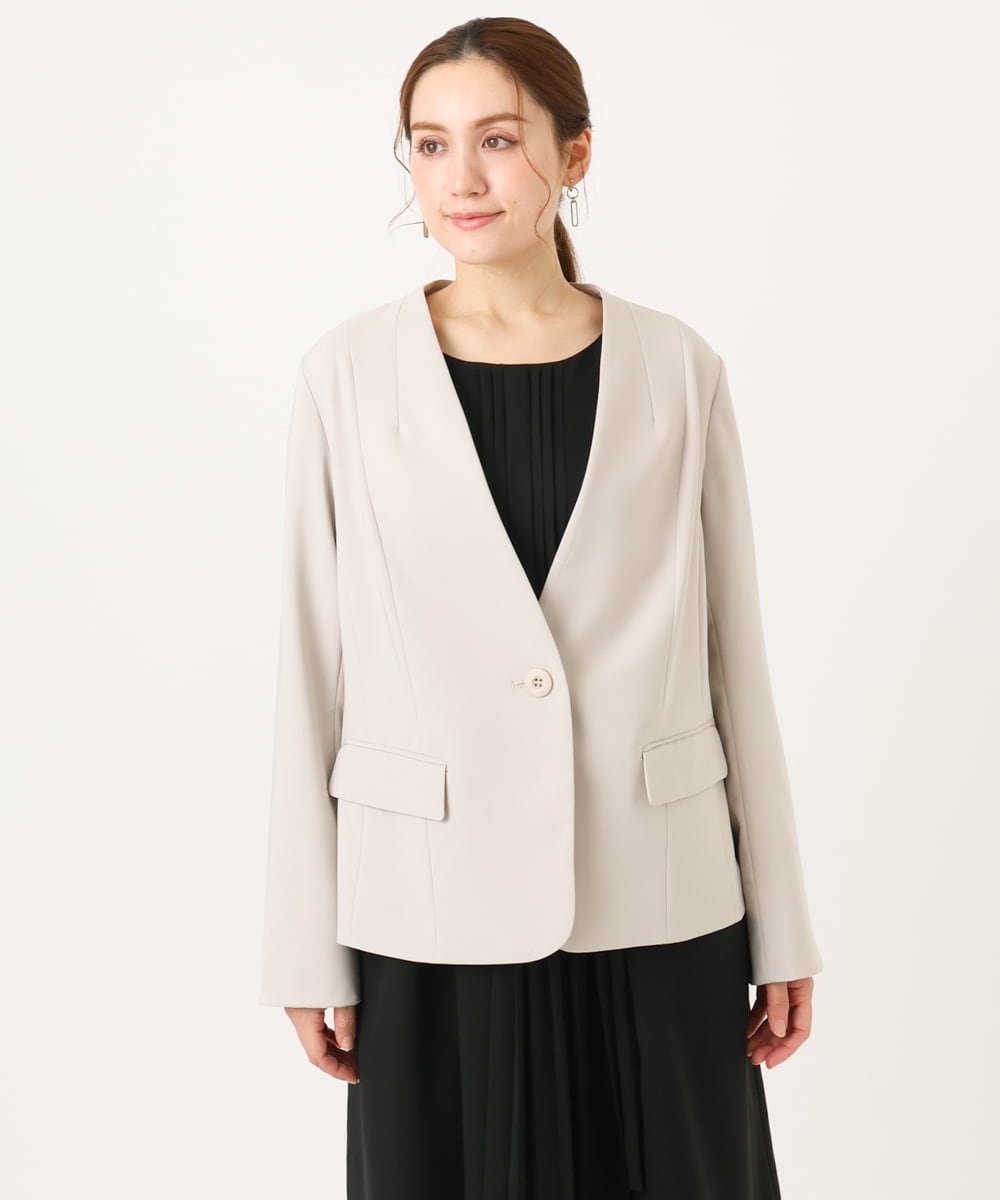 OLDDD02199 eur3(エウルキューブ) 【大きいサイズ/11号サイズあり】Wクロスノーカラージャケット グレージュ(89)