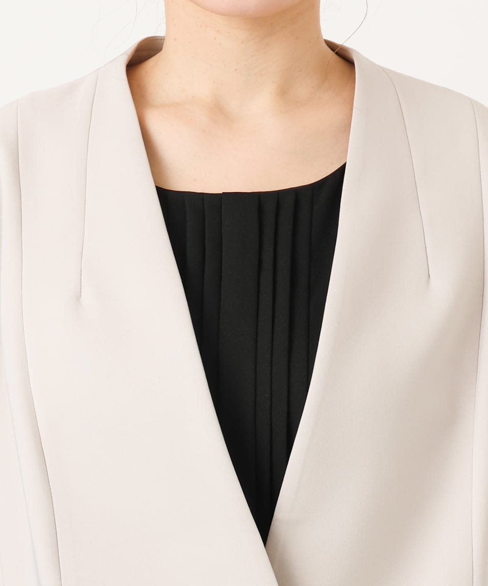 OLDDD02199 eur3(エウルキューブ) 【大きいサイズ/11号サイズあり】Wクロスノーカラージャケット グレージュ(89)