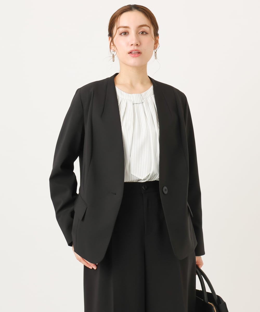 OLDDD02199 eur3(エウルキューブ) 【大きいサイズ/11号サイズあり】Wクロスノーカラージャケット ブラック(94)