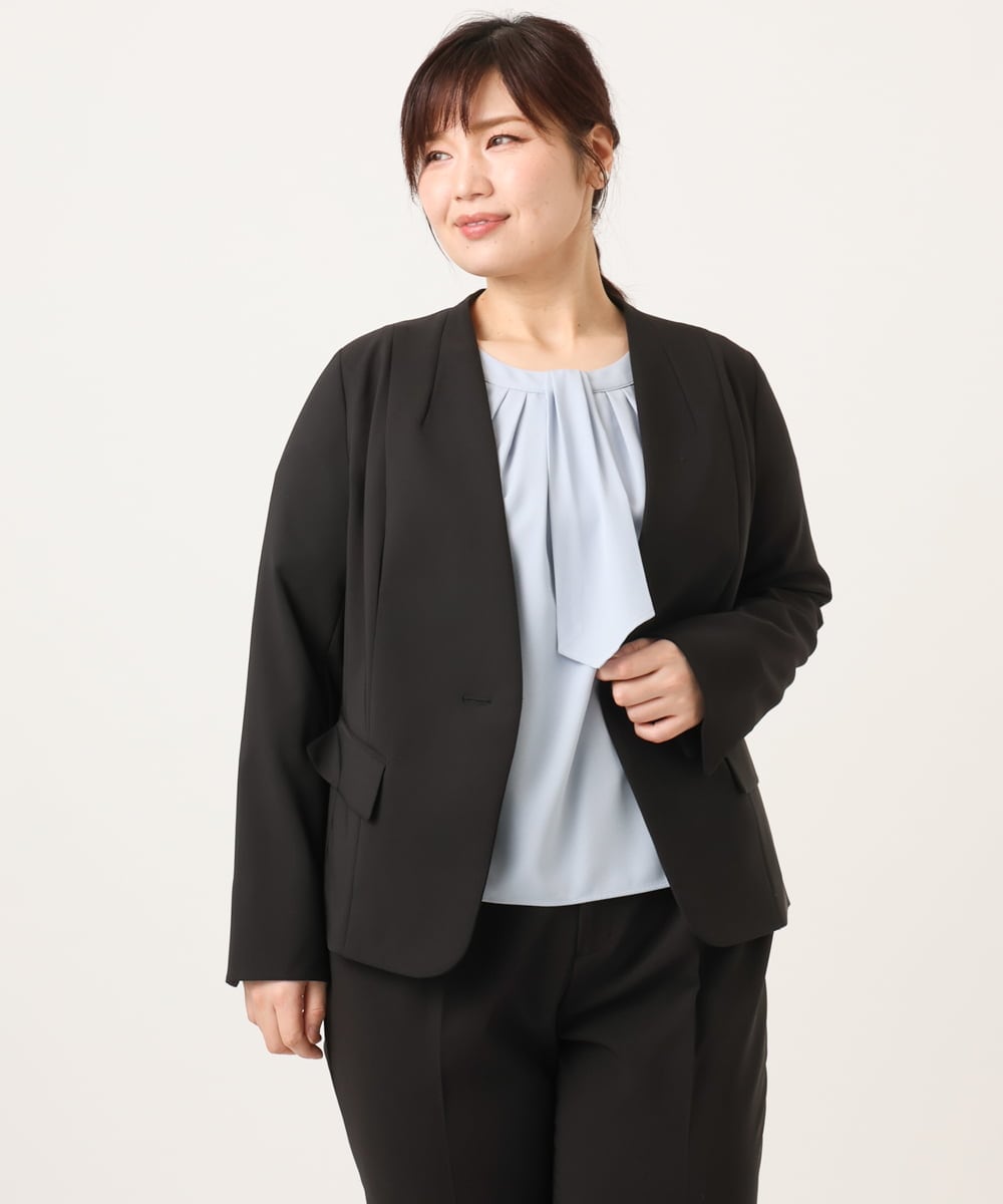 OLDDD02199 eur3(エウルキューブ) 【大きいサイズ/11号サイズあり】Wクロスノーカラージャケット ブラック(94)