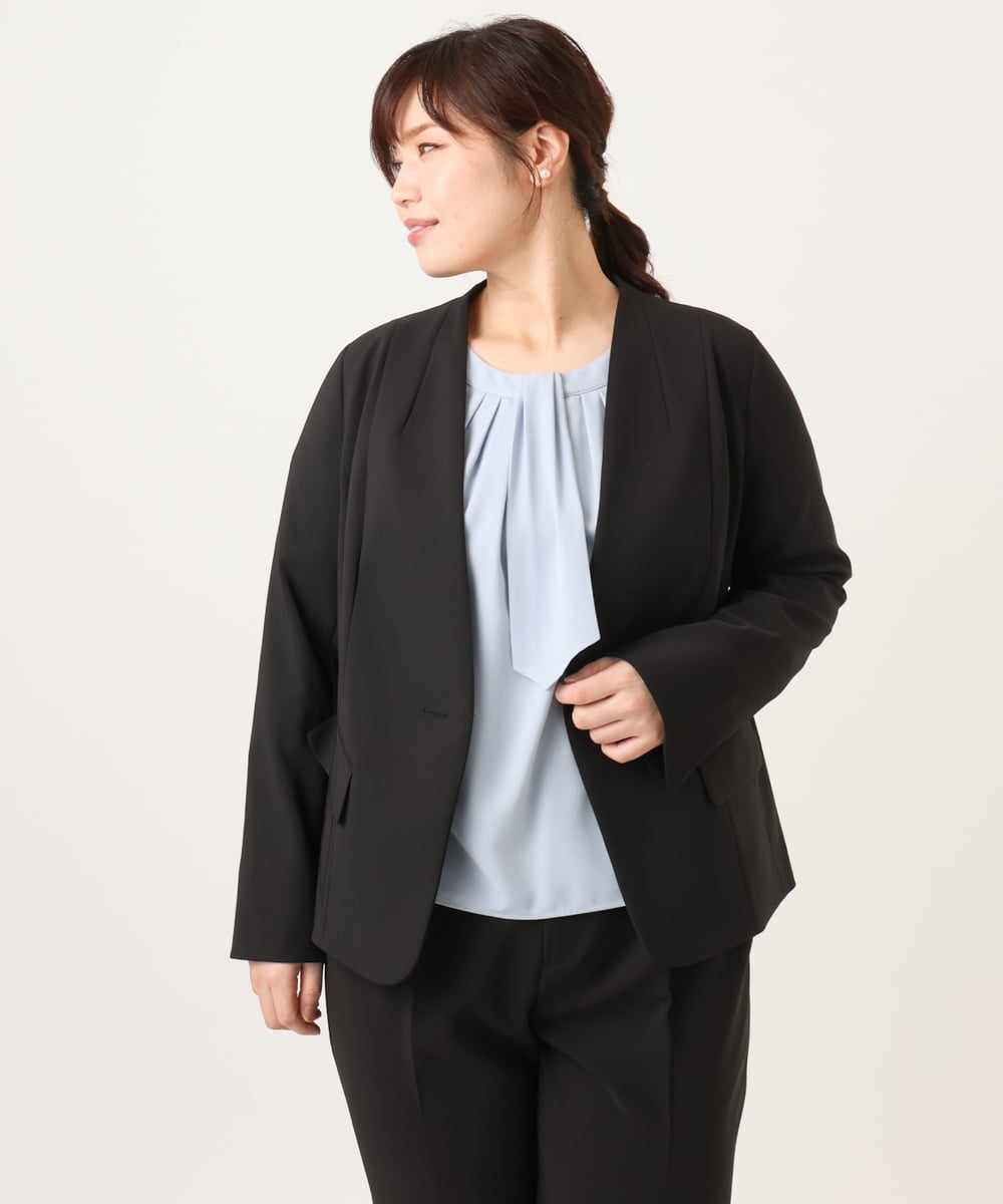 OLDDD02199 eur3(エウルキューブ) 【大きいサイズ/11号サイズあり】Wクロスノーカラージャケット ブラック(94)