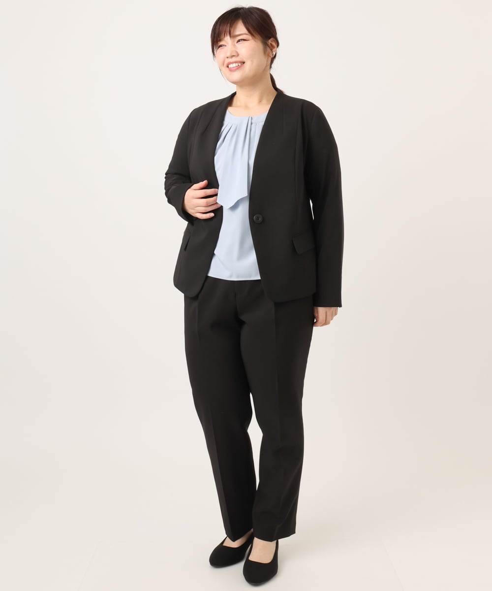 OLDDD02199 eur3(エウルキューブ) 【大きいサイズ/11号サイズあり】Wクロスノーカラージャケット ブラック(94)