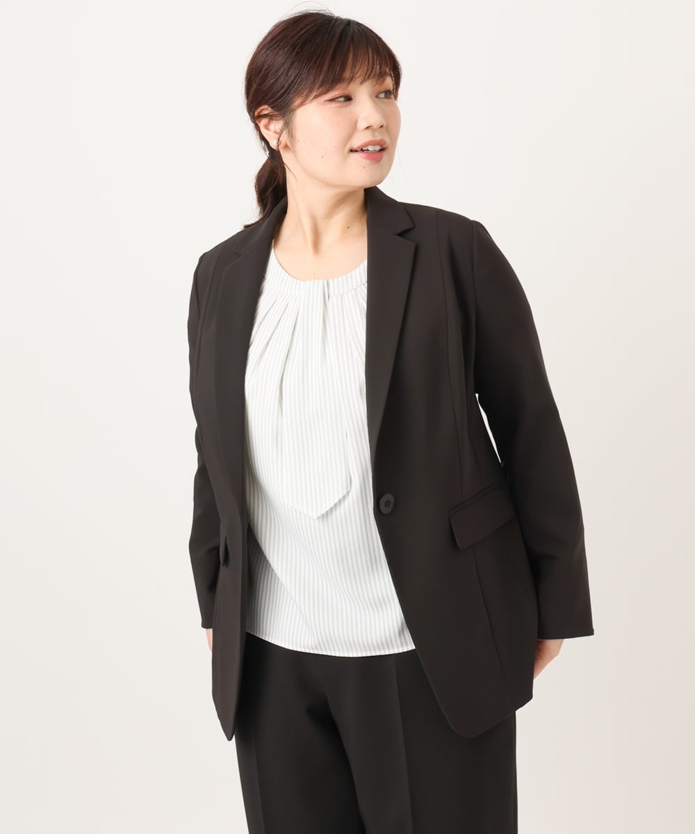 OLDDD03199 eur3(エウルキューブ) 【大きいサイズ/11号サイズあり】Wクロステーラードジャケット ブラック(94)