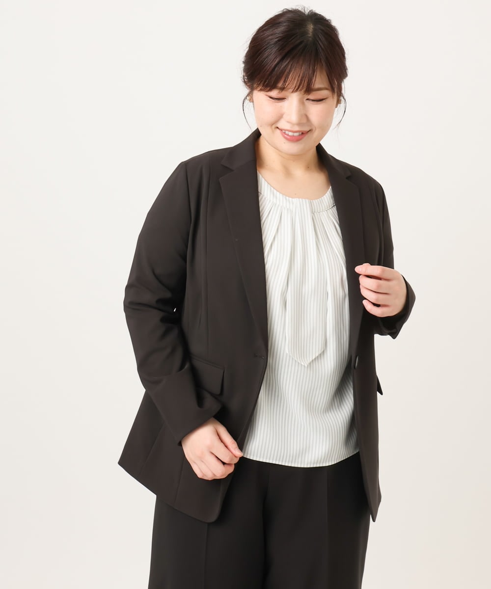 OLDDD03199 eur3(エウルキューブ) 【大きいサイズ/11号サイズあり】Wクロステーラードジャケット ブラック(94)