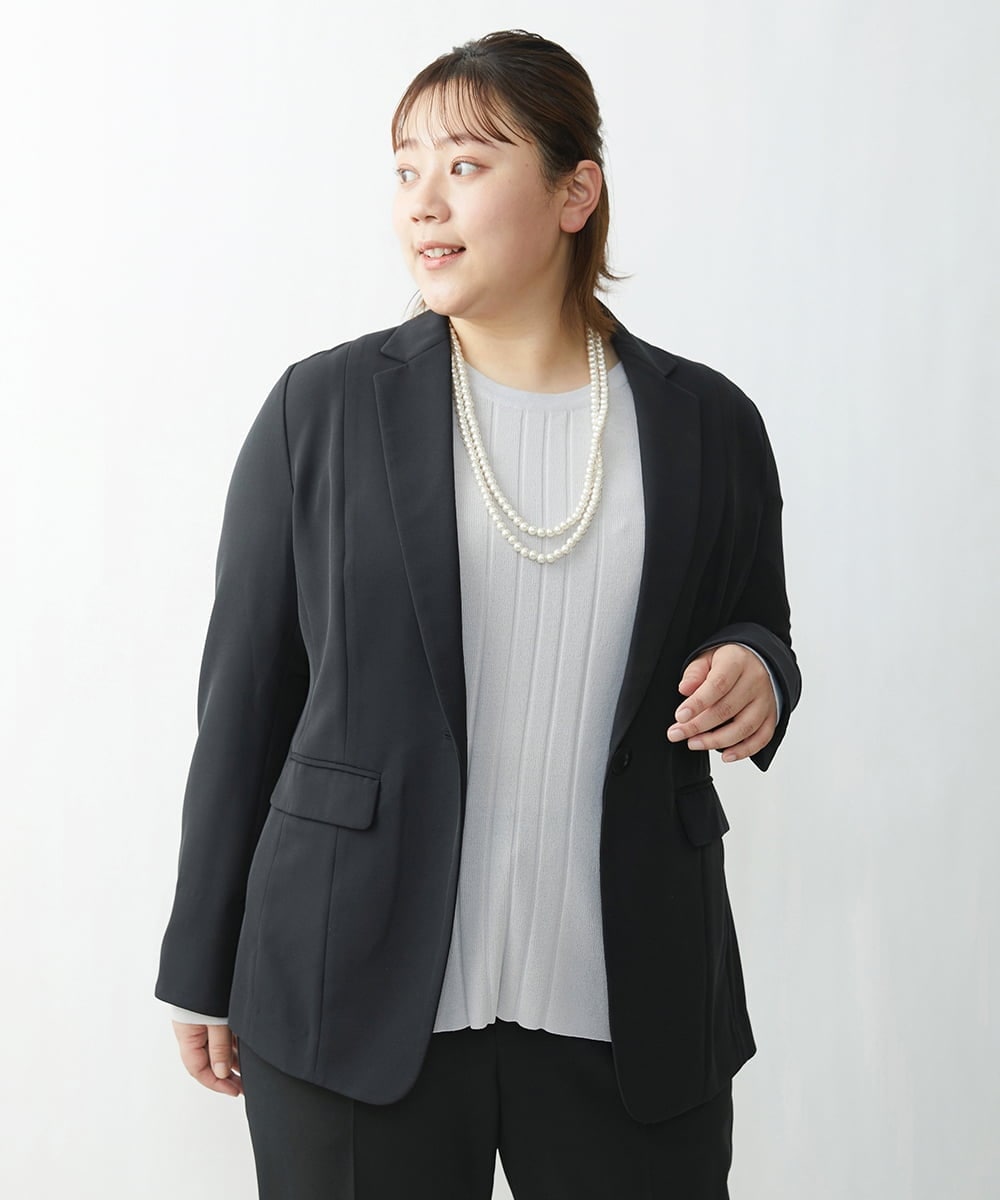 OLDDS01170 eur3(エウルキューブ) 【大きいサイズ/11号サイズあり/B-move JK】Wクロスストレッチテーラードジャケット ブラック(94)