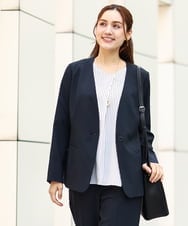 OLDEA03189 eur3(エウルキューブ) 【大きいサイズ/11号サイズあり/セットアップ対応/B-move JK】洗えるVネックジャケット ネイビー(57)