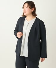 OLDEA03189 eur3(エウルキューブ) 【大きいサイズ/11号サイズあり/セットアップ対応/B-move JK】洗えるVネックジャケット ネイビー(57)