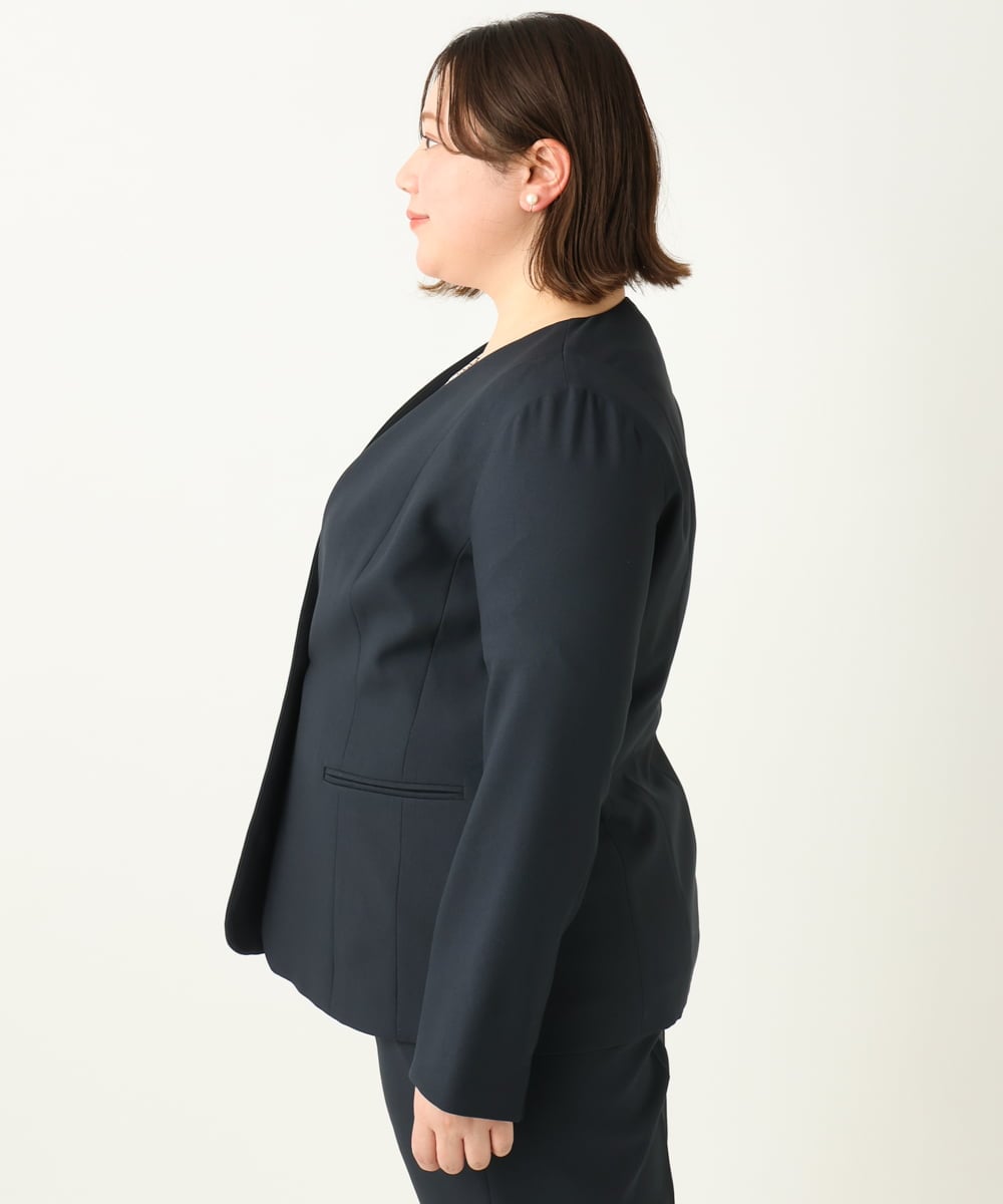 OLDEA03189 eur3(エウルキューブ) 【大きいサイズ/11号サイズあり/セットアップ対応/B-move JK】洗えるVネックジャケット ネイビー(57)