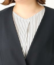 OLDEA03189 eur3(エウルキューブ) 【大きいサイズ/11号サイズあり/セットアップ対応/B-move JK】洗えるVネックジャケット ネイビー(57)