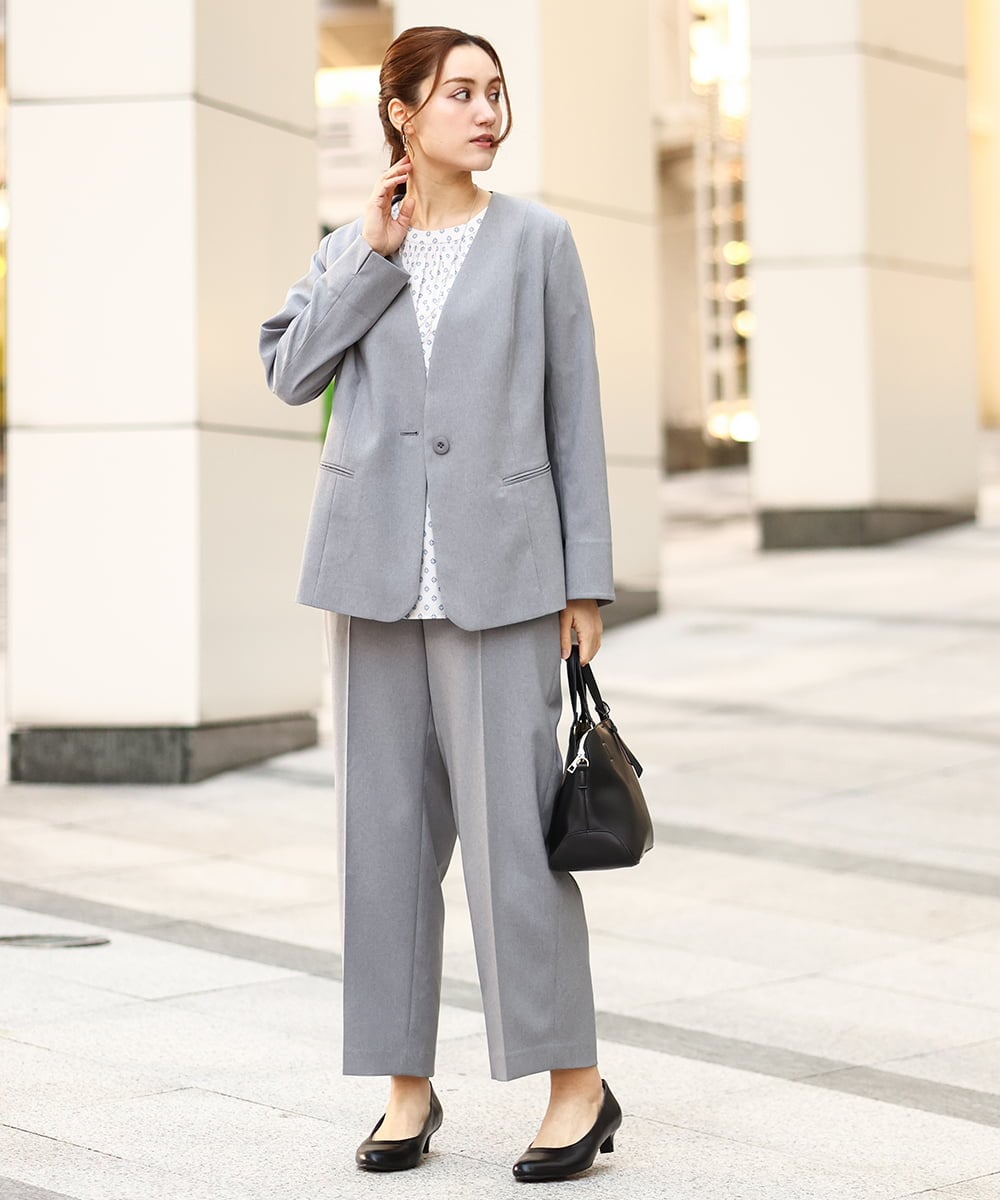 OLDEA03189 eur3(エウルキューブ) 【大きいサイズ/11号サイズあり/セットアップ対応/B-move JK】洗えるVネックジャケット グレー(92)