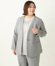 OLDEA03189 eur3(エウルキューブ) 【大きいサイズ/11号サイズあり/セットアップ対応/B-move JK】洗えるVネックジャケット グレー(92)