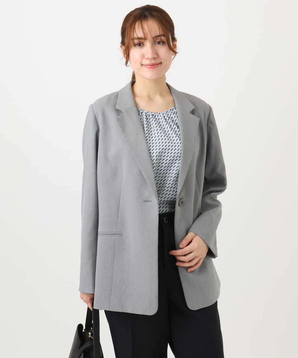 OLDED01189 eur3(エウルキューブ) 【大きいサイズ/11号サイズあり/セットアップ対応】ストレッチテーラードジャケット グレー