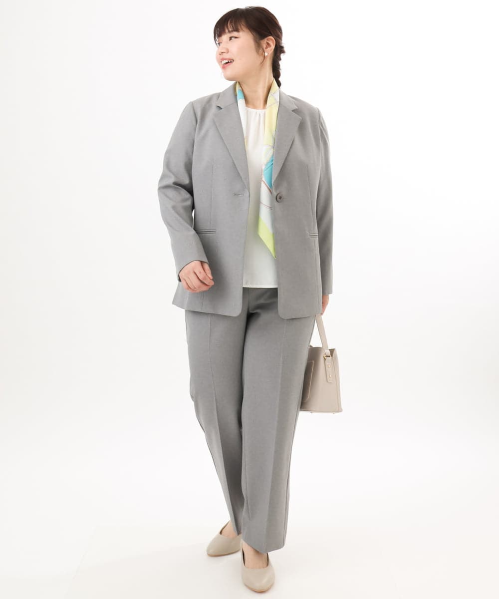 OLDED01189 eur3(エウルキューブ) 【大きいサイズ/11号サイズあり/セットアップ対応】ストレッチテーラードジャケット グレー