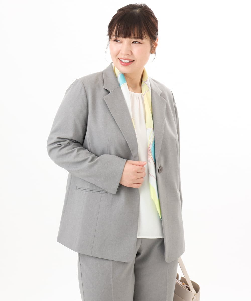 OLDED01189 eur3(エウルキューブ) 【大きいサイズ/11号サイズあり/セットアップ対応】ストレッチテーラードジャケット グレー