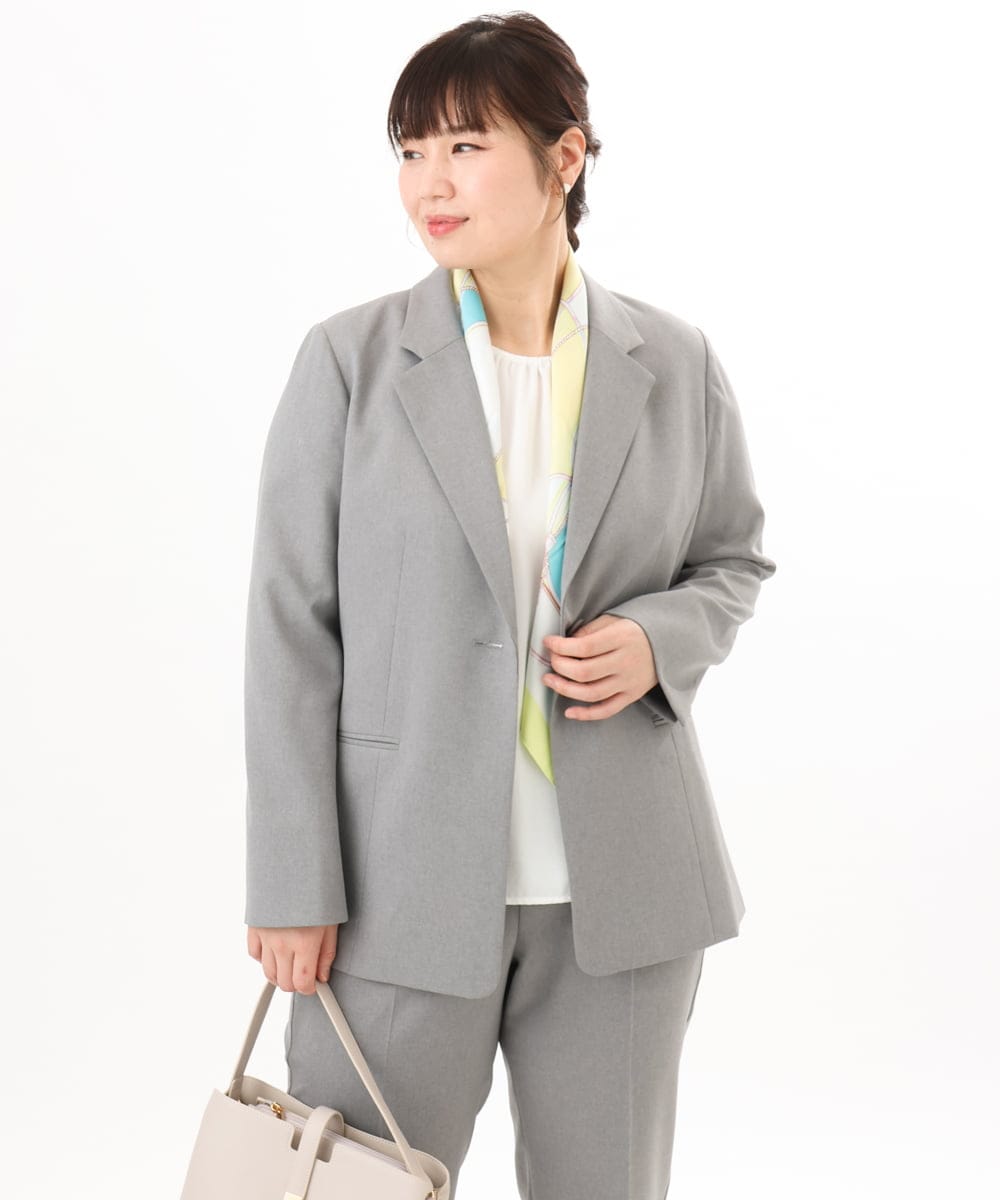 OLDED01189 eur3(エウルキューブ) 【大きいサイズ/11号サイズあり/セットアップ対応】ストレッチテーラードジャケット グレー