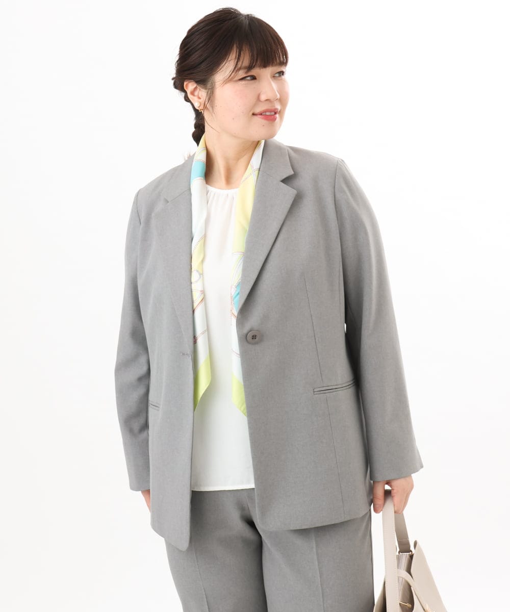 OLDED01189 eur3(エウルキューブ) 【大きいサイズ/11号サイズあり/セットアップ対応】ストレッチテーラードジャケット グレー