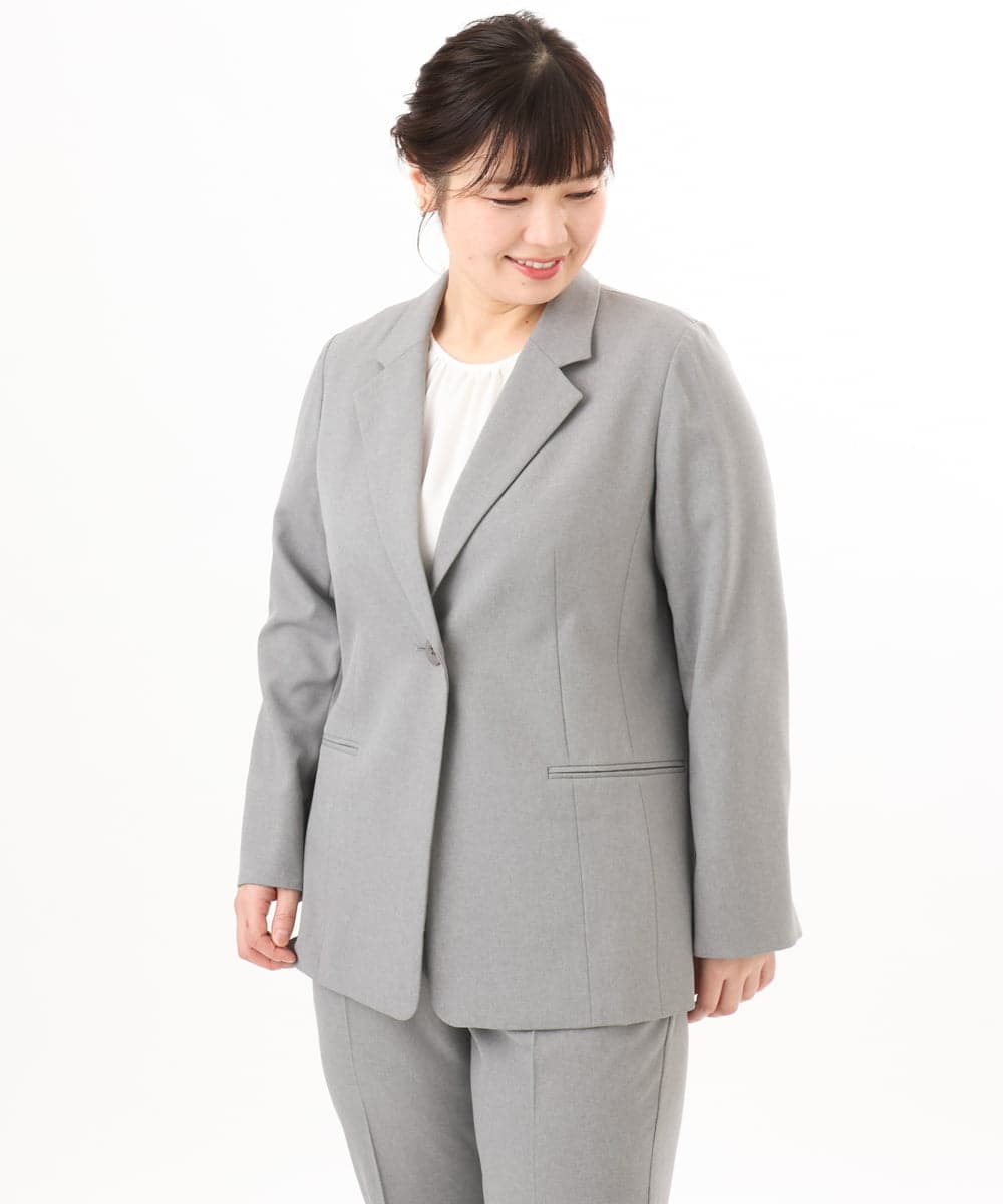 OLDED01189 eur3(エウルキューブ) 【大きいサイズ/11号サイズあり/セットアップ対応】ストレッチテーラードジャケット グレー