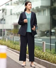 OLDFS03170 eur3(エウルキューブ) 【大きいサイズ/11号サイズあり/セットアップ対応】洗えるノーカラージャケット ネイビー(57)