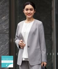 OLDFS03170 eur3(エウルキューブ) 【大きいサイズ/11号サイズあり/セットアップ対応】洗えるノーカラージャケット ライトグレー(91)