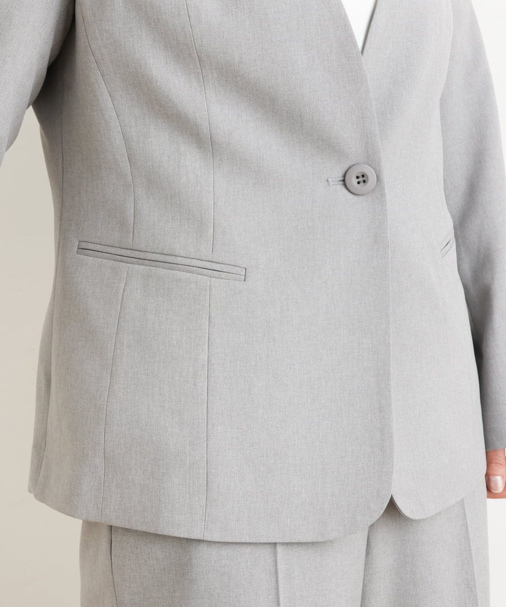OLDFS03170 eur3(エウルキューブ) 【大きいサイズ/11号サイズあり/セットアップ対応】洗えるノーカラージャケット ライトグレー(91)