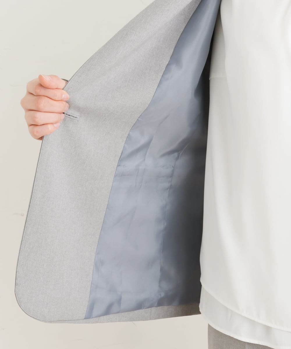 OLDFS03170 eur3(エウルキューブ) 【大きいサイズ/11号サイズあり/セットアップ対応】洗えるノーカラージャケット ライトグレー(91)