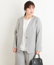 OLDFS03170 eur3(エウルキューブ) 【大きいサイズ/11号サイズあり/セットアップ対応】洗えるノーカラージャケット ライトグレー(91)