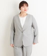 OLDFS03170 eur3(エウルキューブ) 【大きいサイズ/11号サイズあり/セットアップ対応】洗えるノーカラージャケット ライトグレー(91)