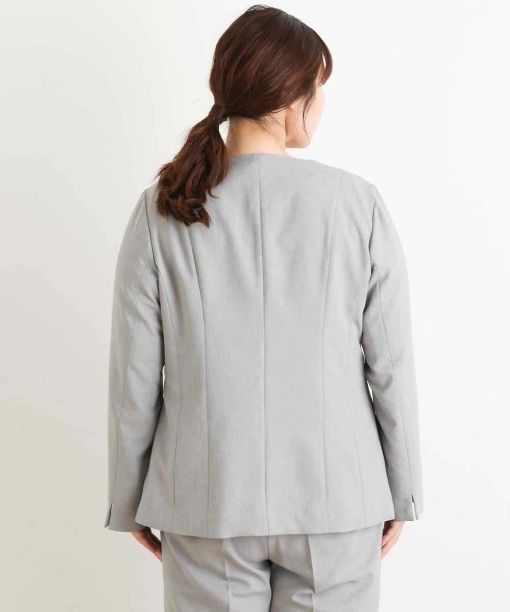 OLDFS03170 eur3(エウルキューブ) 【大きいサイズ/11号サイズあり/セットアップ対応】洗えるノーカラージャケット ライトグレー(91)