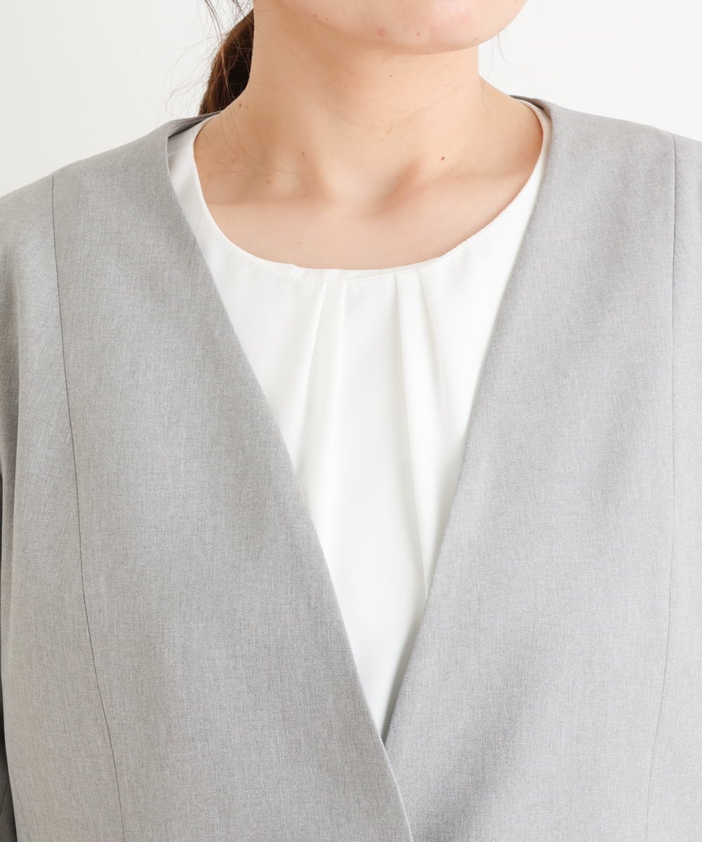 OLDFS03170 eur3(エウルキューブ) 【大きいサイズ/11号サイズあり/セットアップ対応】洗えるノーカラージャケット ライトグレー(91)