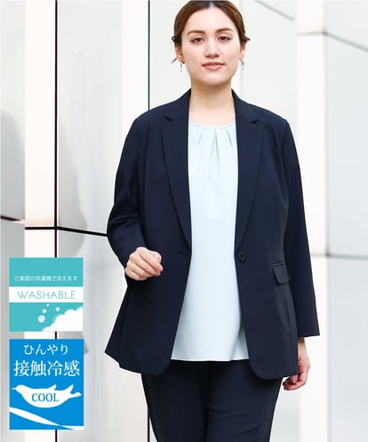 OLDHA05189 eur3 【WEB先行販売】【大きいサイズ/11号サイズあり/セットアップ対応】接触冷感ストレッチテーラードジャケット