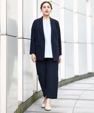OLDHA05189 eur3(エウルキューブ) 【WEB先行販売】【大きいサイズ/11号サイズあり/セットアップ対応】接触冷感ストレッチテーラードジャケット ネイビー(57)