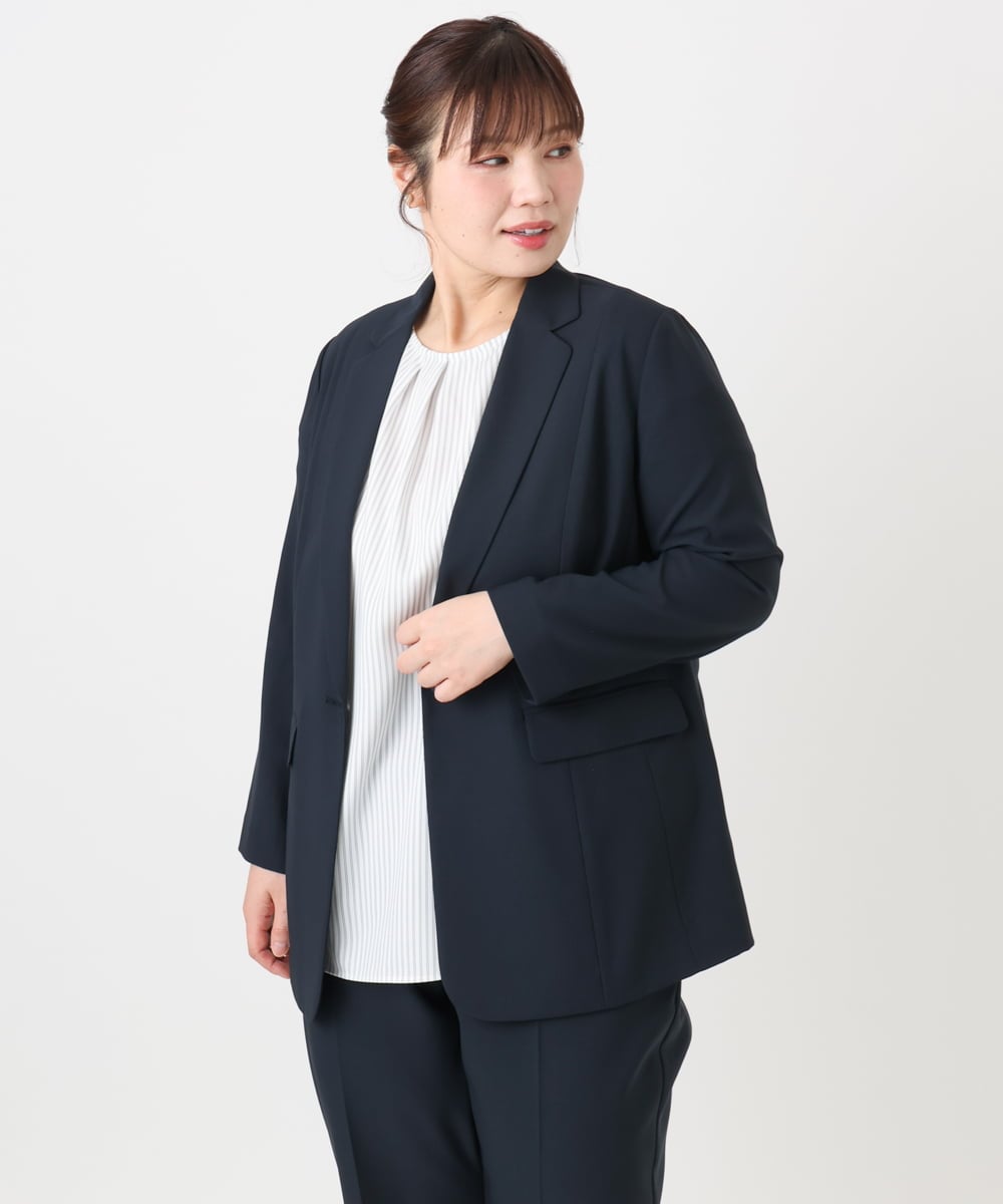 OLDHA05189 eur3(エウルキューブ) 【WEB先行販売】【大きいサイズ/11号サイズあり/セットアップ対応】接触冷感ストレッチテーラードジャケット ネイビー(57)
