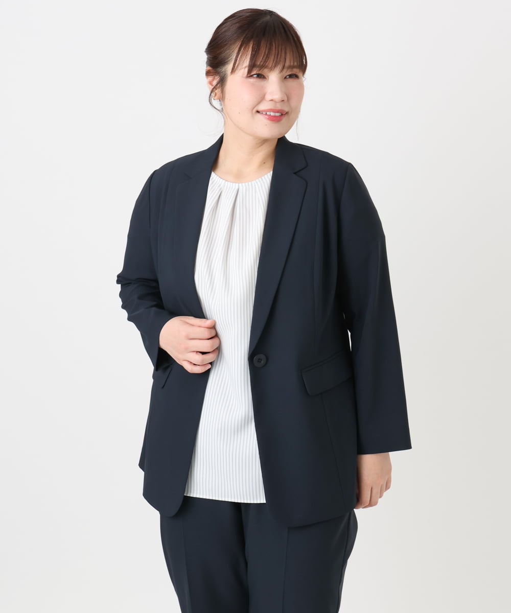 OLDHA05189 eur3(エウルキューブ) 【WEB先行販売】【大きいサイズ/11号サイズあり/セットアップ対応】接触冷感ストレッチテーラードジャケット ネイビー(57)